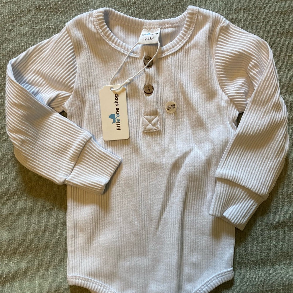 12-18 M Little One Shop white onesie